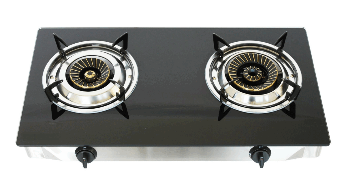 Two burner gas stove (glass top) LPG gas cooker