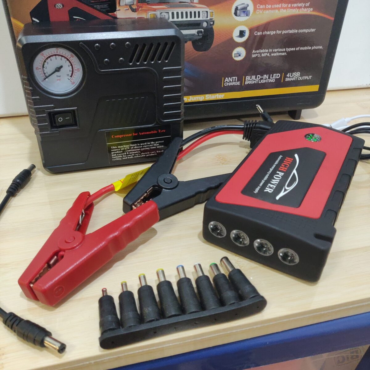 Car Battery Jump Starter Powerbank with Air Compressor - Image 2
