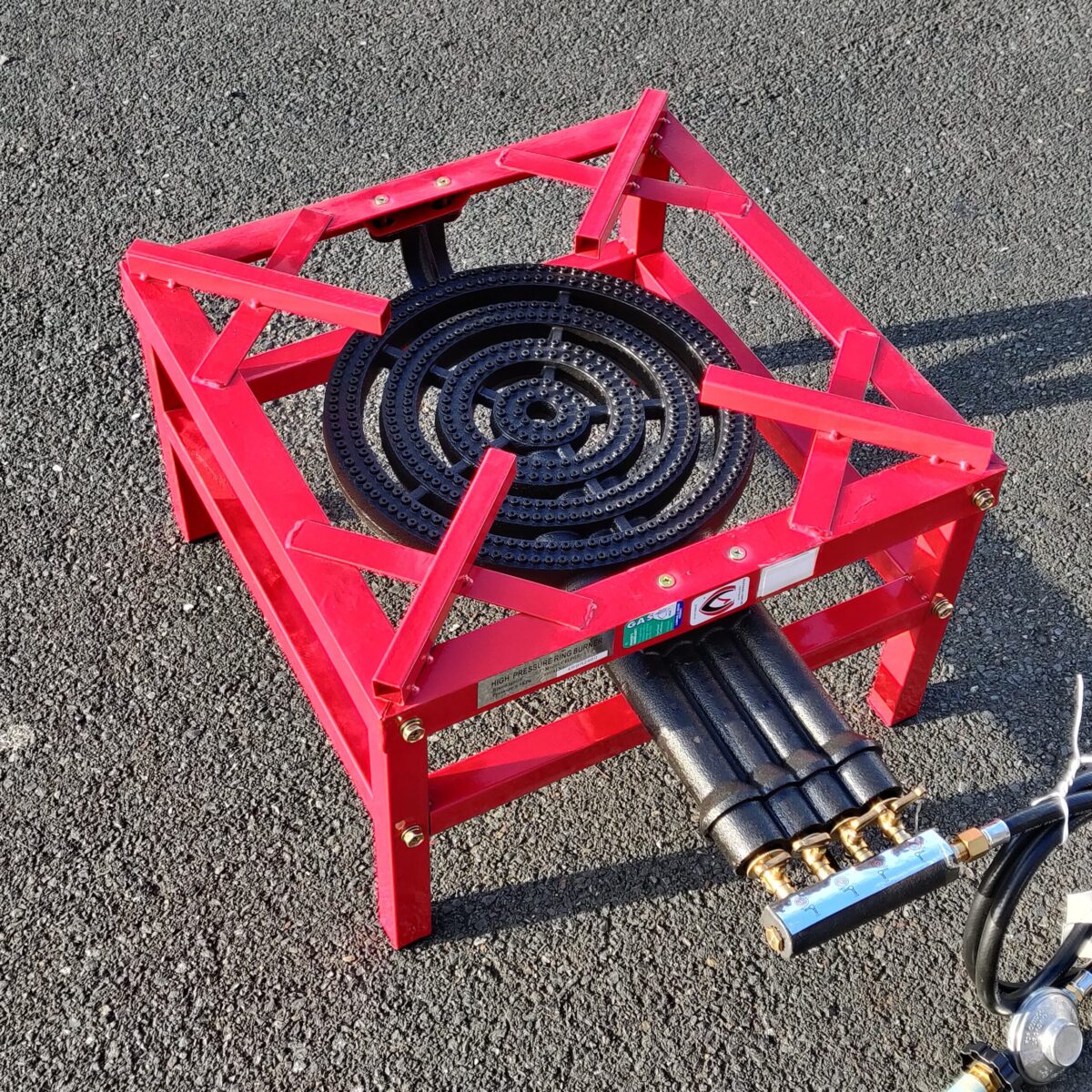 4 ring red high pressure gas cooker with stand - Image 2