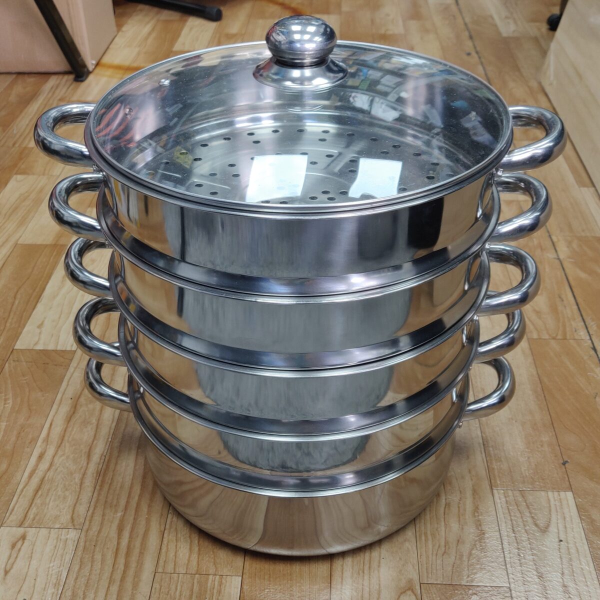 4 tier steamer with glass lid (34cm) 9.5L