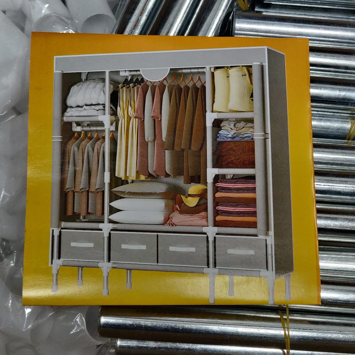 Portable closet wardrobe with 4 drawers - Image 3