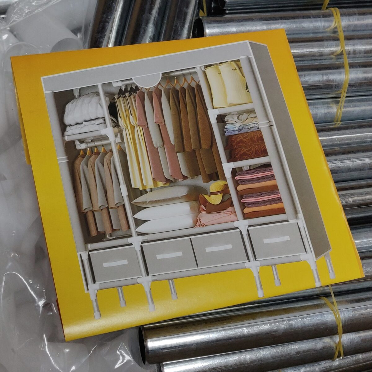 Portable closet wardrobe with 4 drawers - Image 5