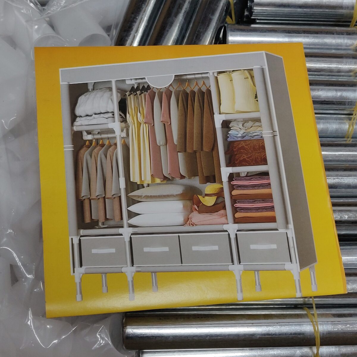 Portable closet wardrobe with 4 drawers - Image 6