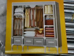 Portable closet wardrobe with 4 drawers
