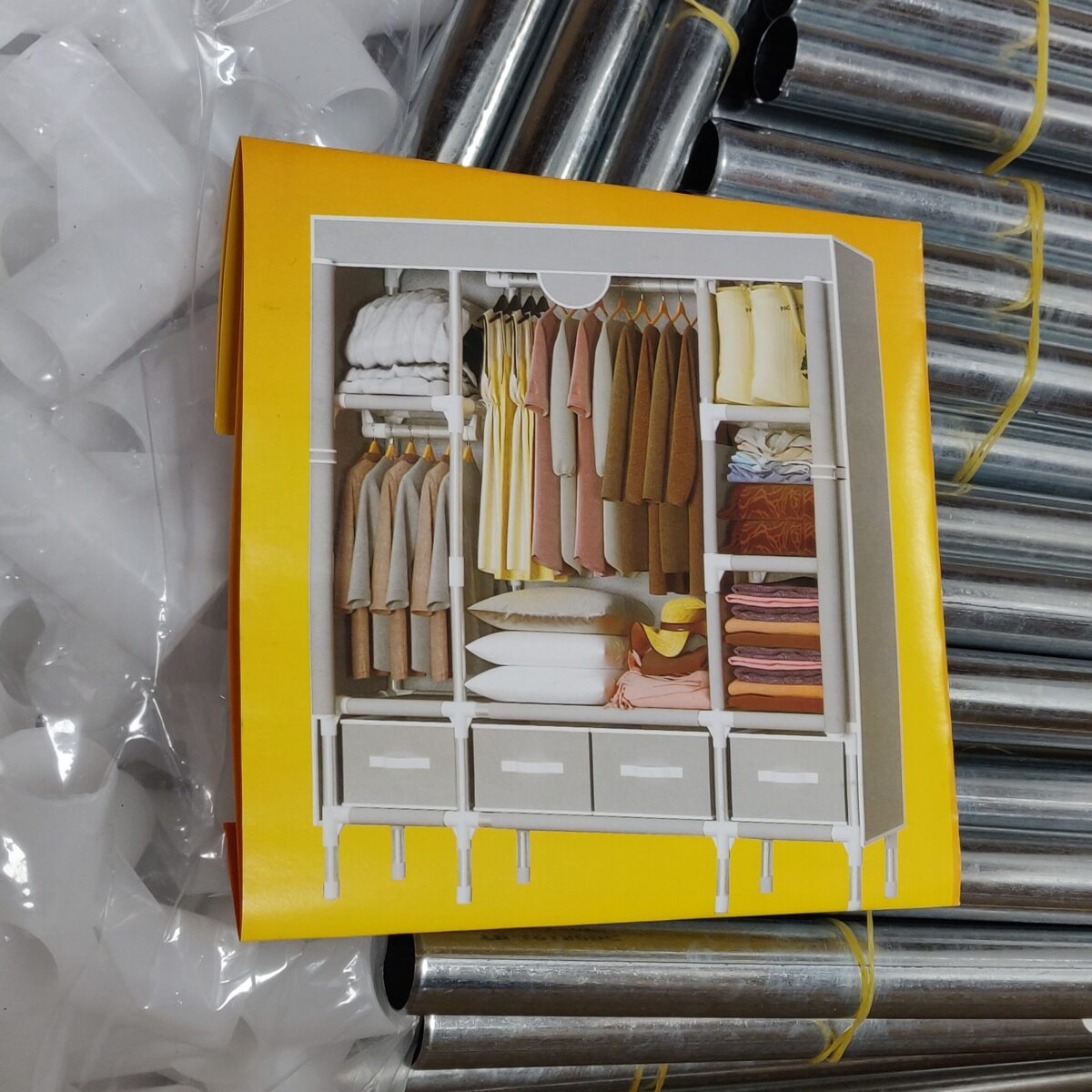 Portable closet wardrobe with 4 drawers - Image 2