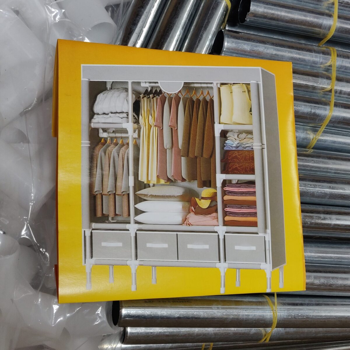 Portable closet wardrobe with 4 drawers - Image 4