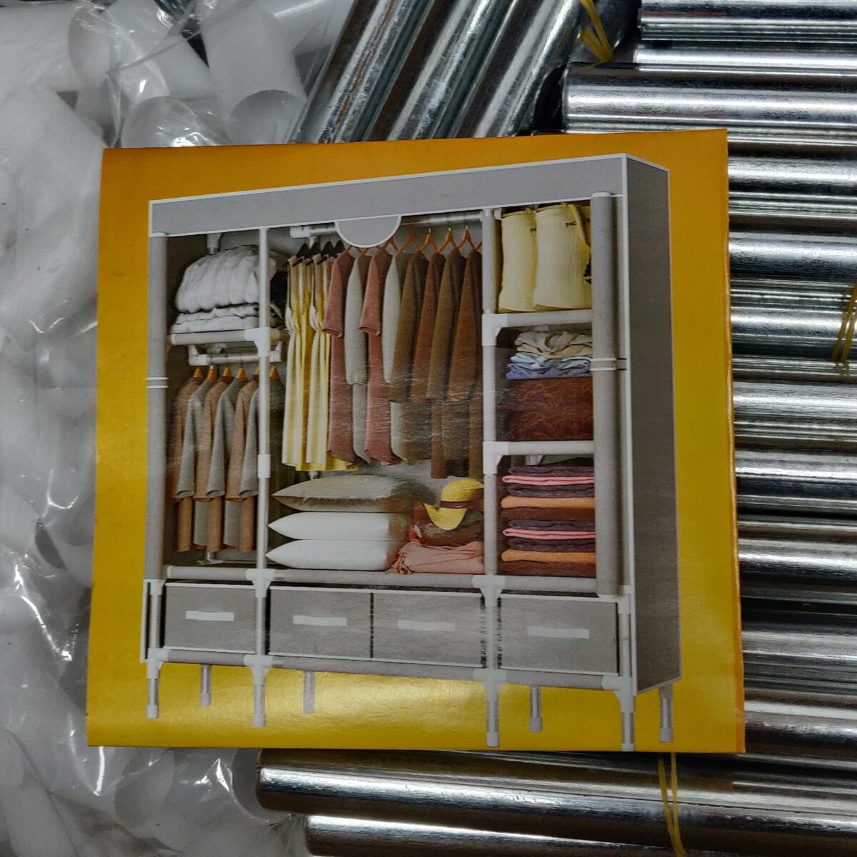 Portable closet wardrobe with 4 drawers - Image 8