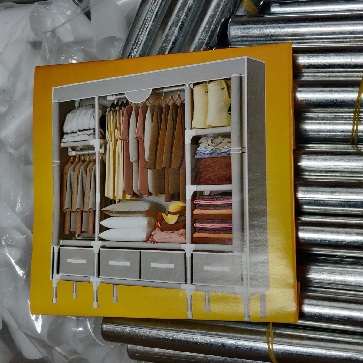 Portable closet wardrobe with 4 drawers - Image 10