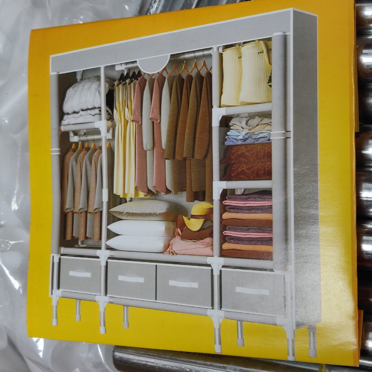 Portable closet wardrobe with 4 drawers - Image 11