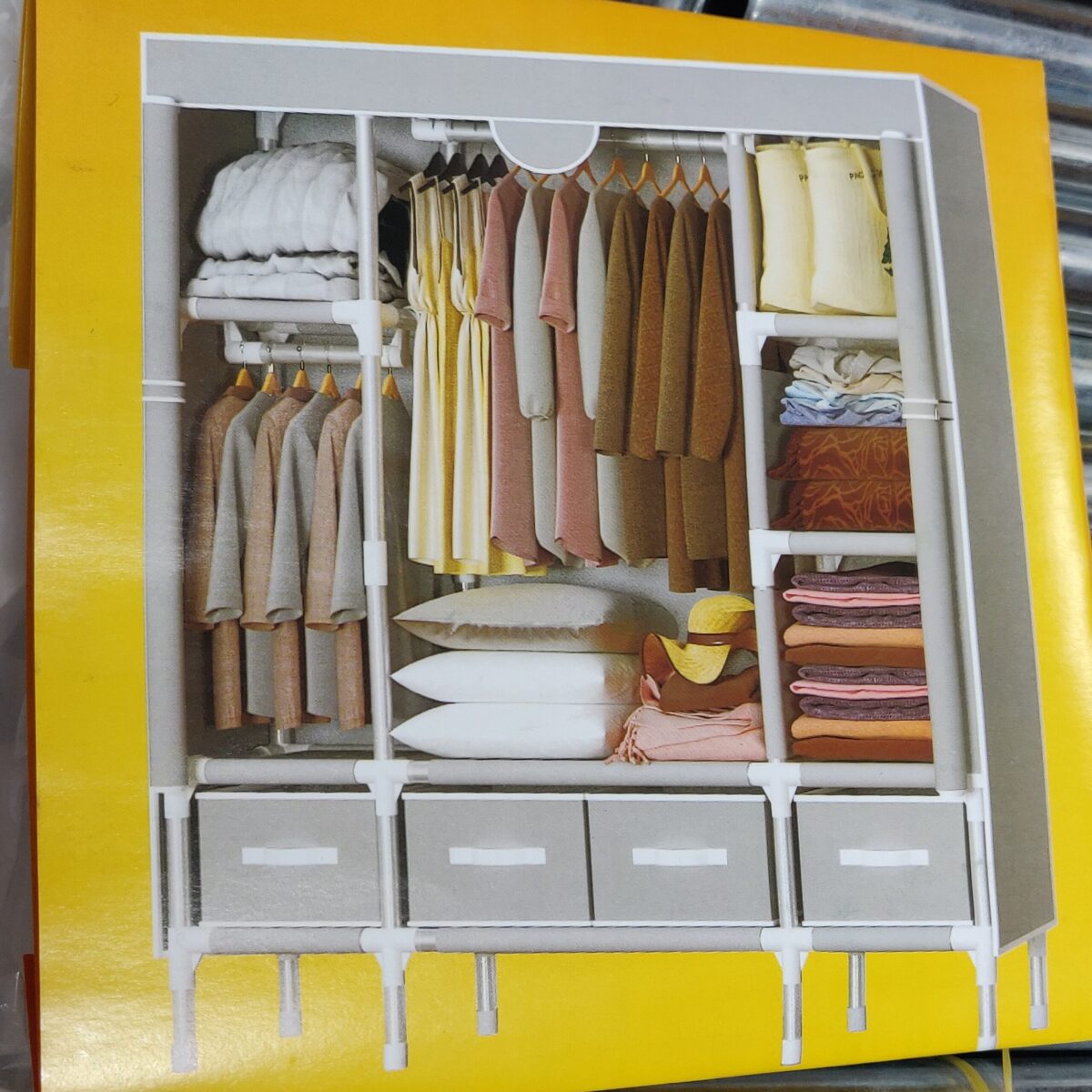 Portable closet wardrobe with 4 drawers - Image 9