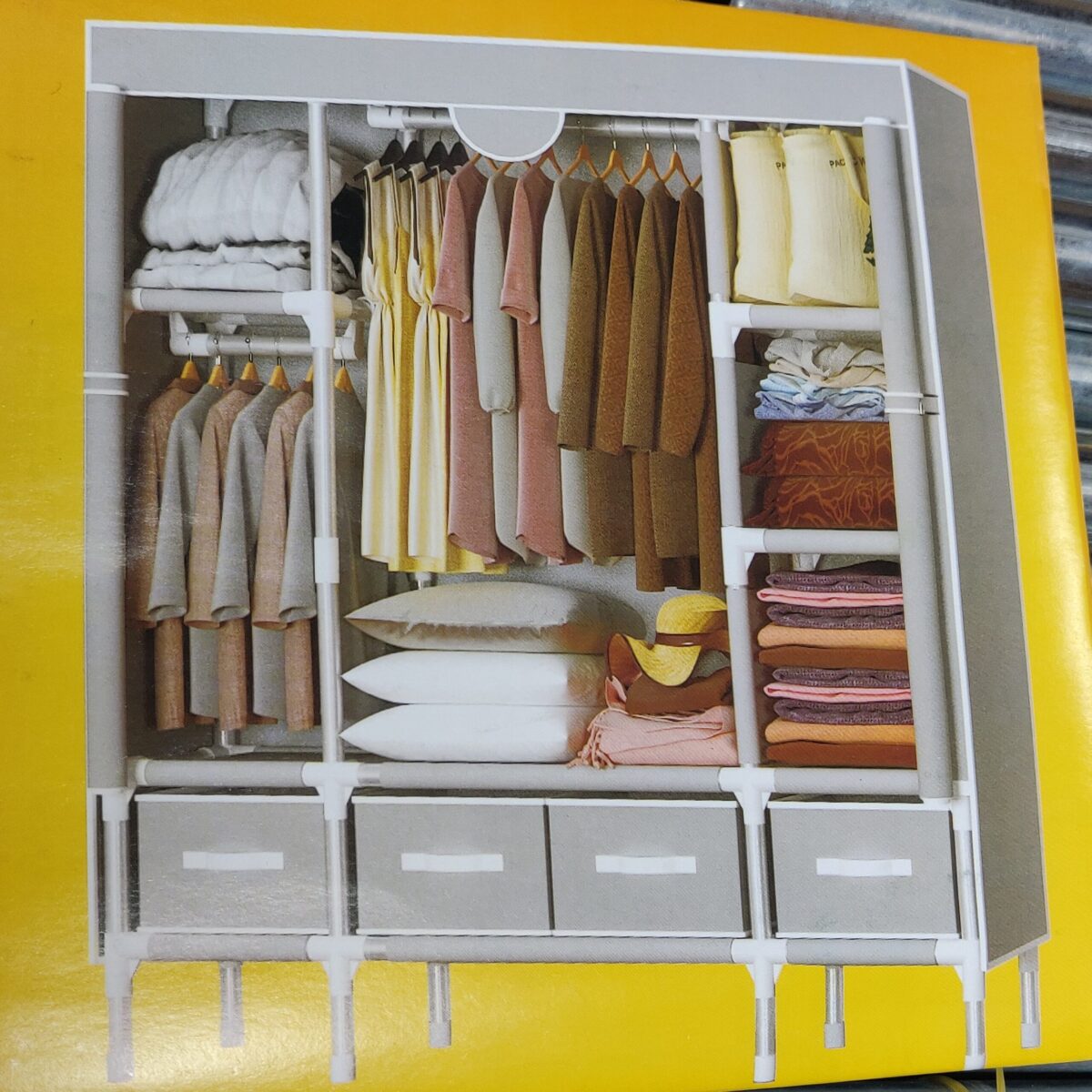 Portable closet wardrobe with 4 drawers - Image 12