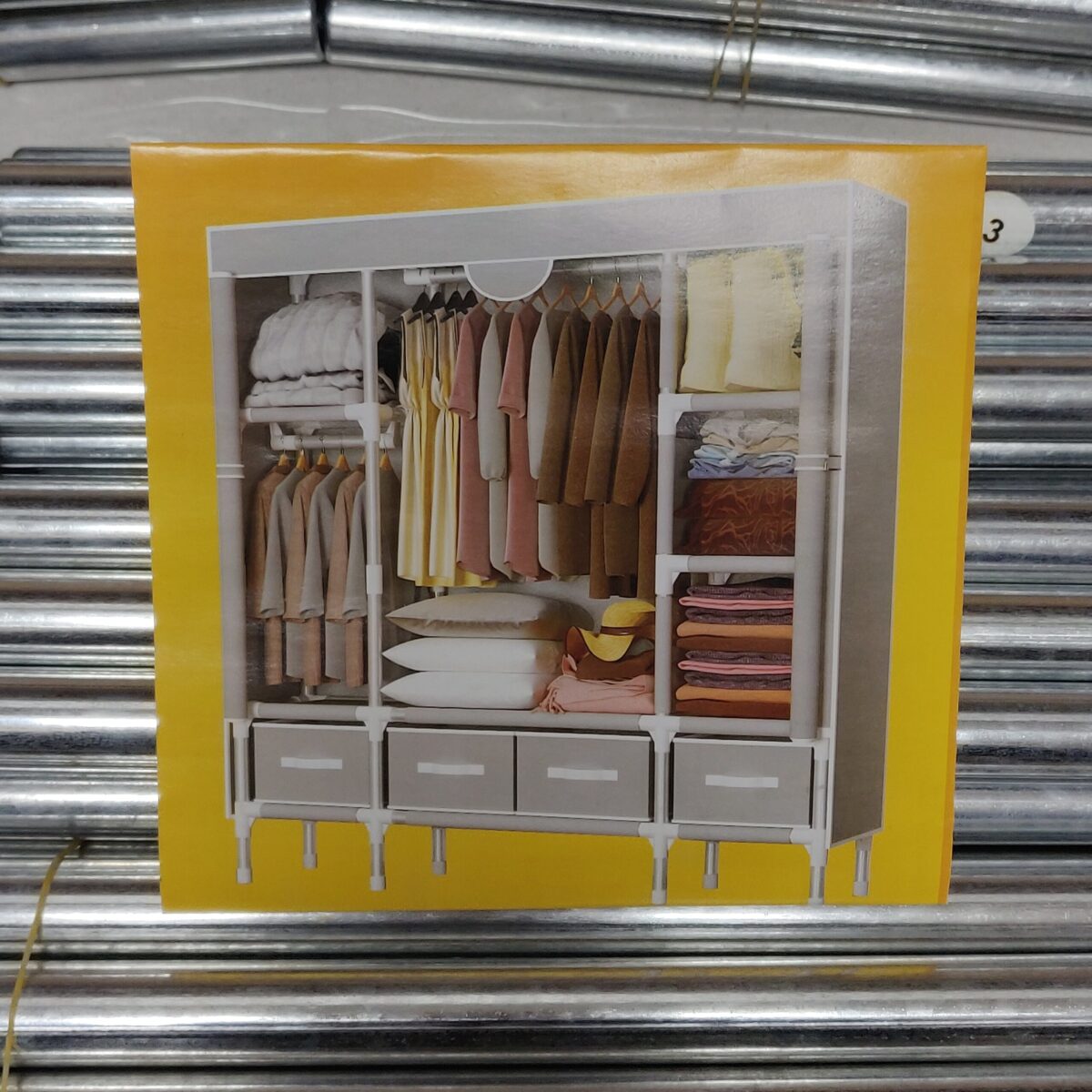 Portable closet wardrobe with 4 drawers - Image 13