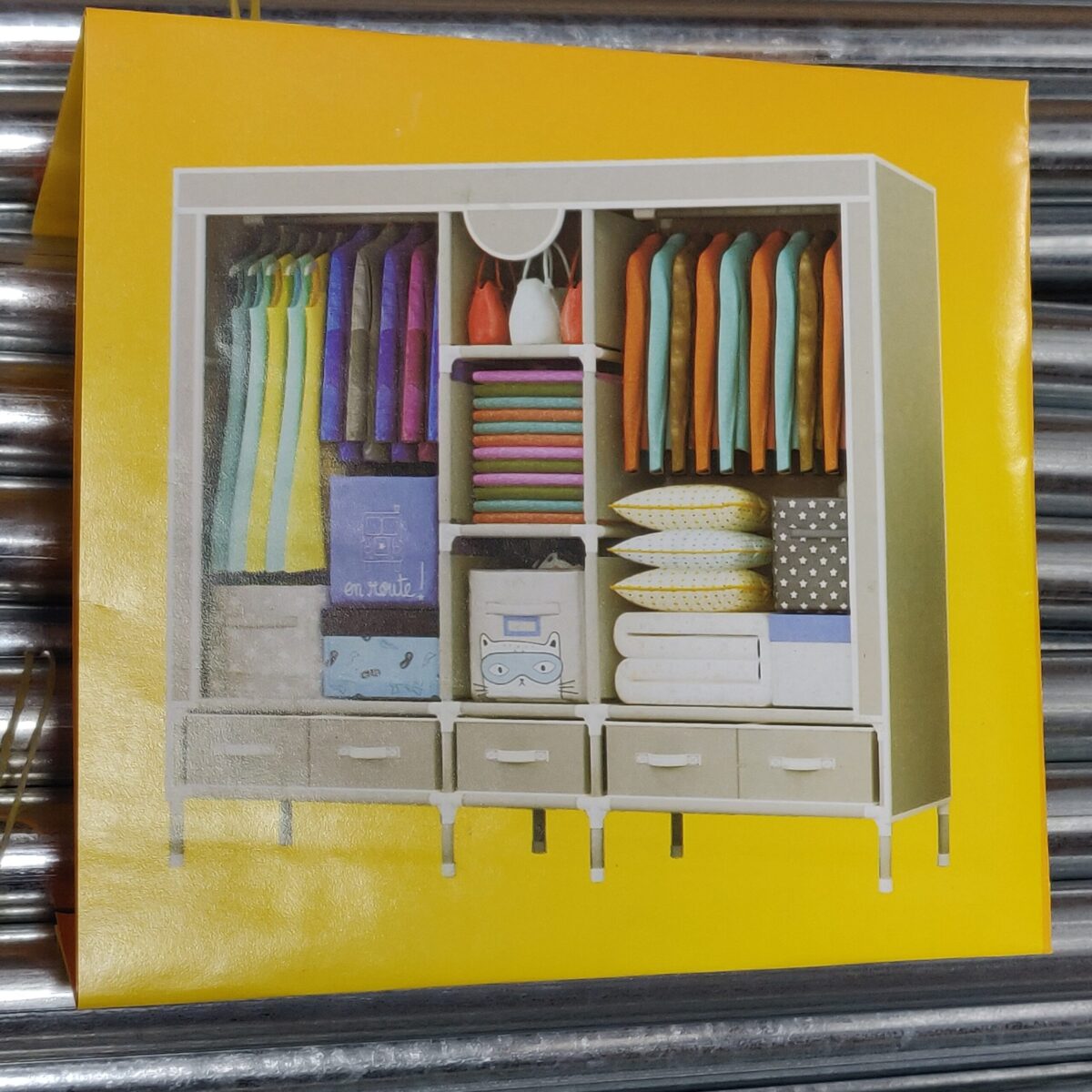 Portable closet wardrobe with 5 drawers