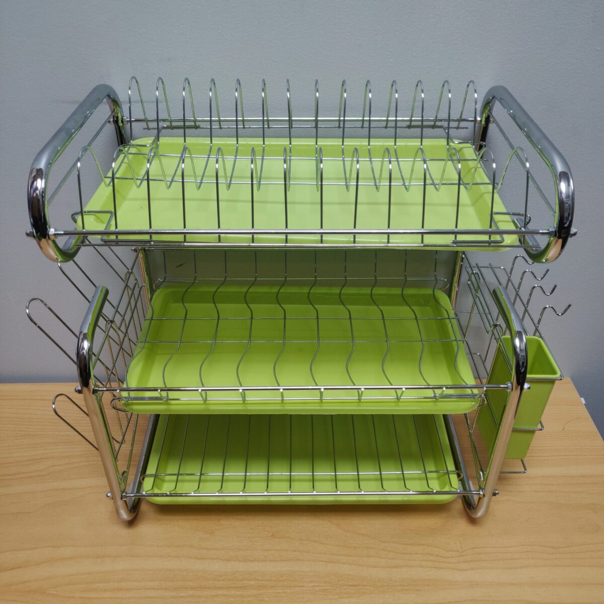 Stainless steel three-tier green tray dish rack - Image 3