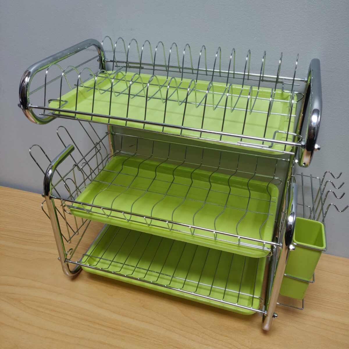Stainless steel three-tier green tray dish rack - Image 6