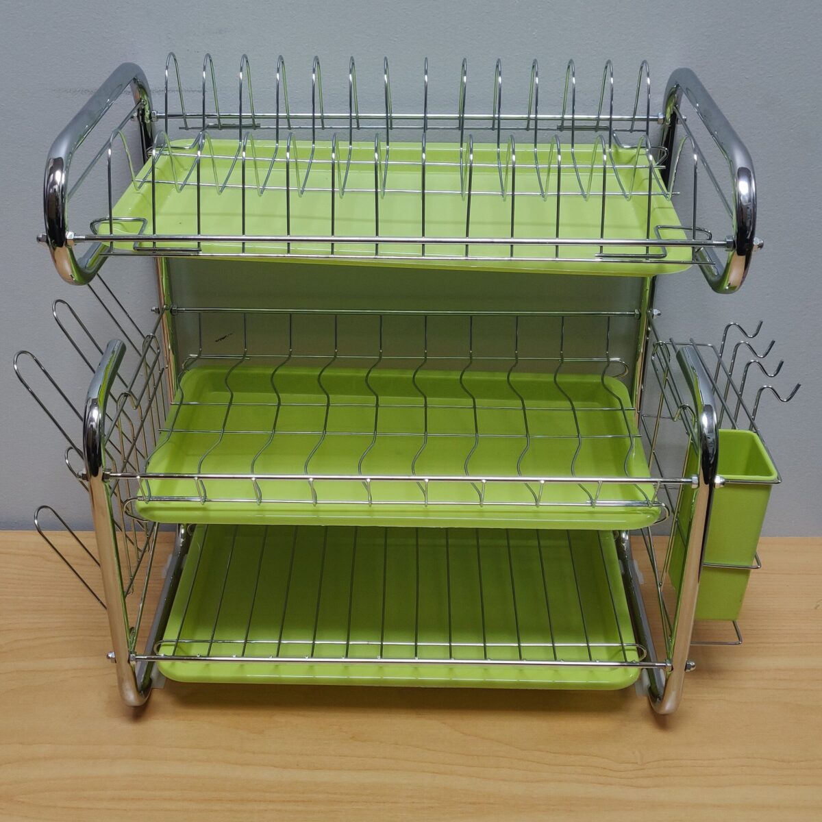 Stainless steel three-tier green tray dish rack - Image 8