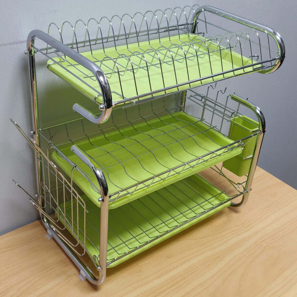 Stainless steel three-tier green tray dish rack - Image 2