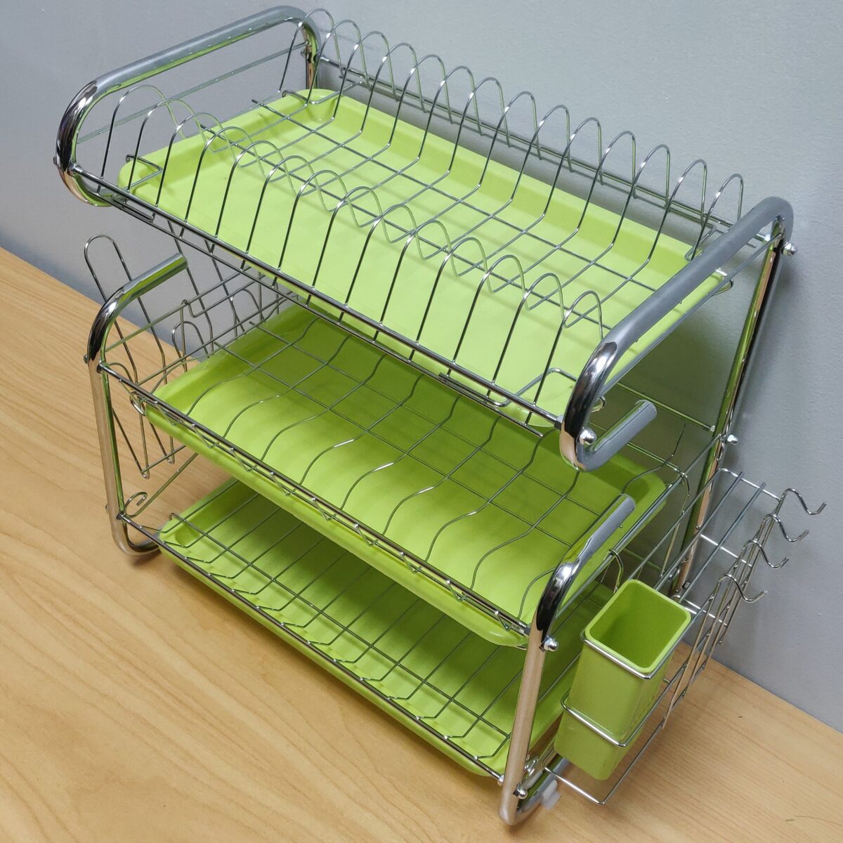 Stainless steel three-tier green tray dish rack - Image 4