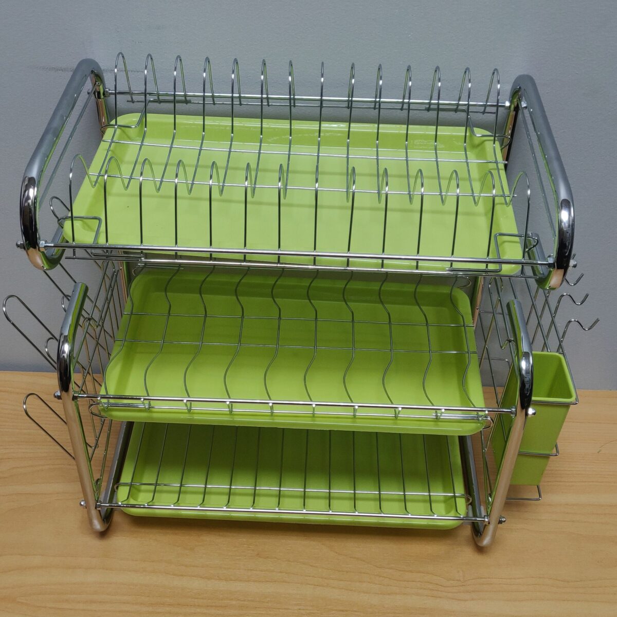 Stainless steel three-tier green tray dish rack - Image 9