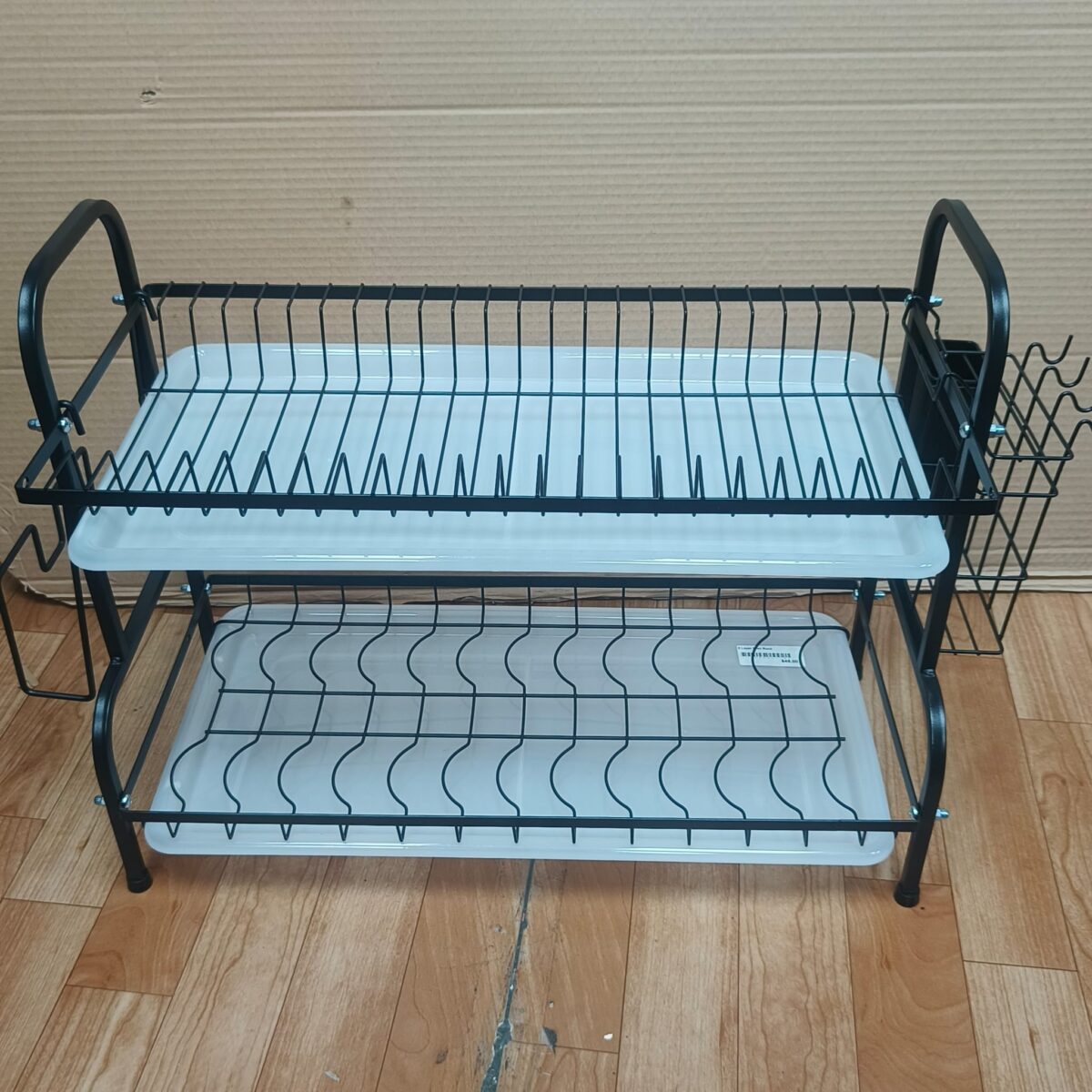 Large two-tier dish rack matt black steel - Image 2