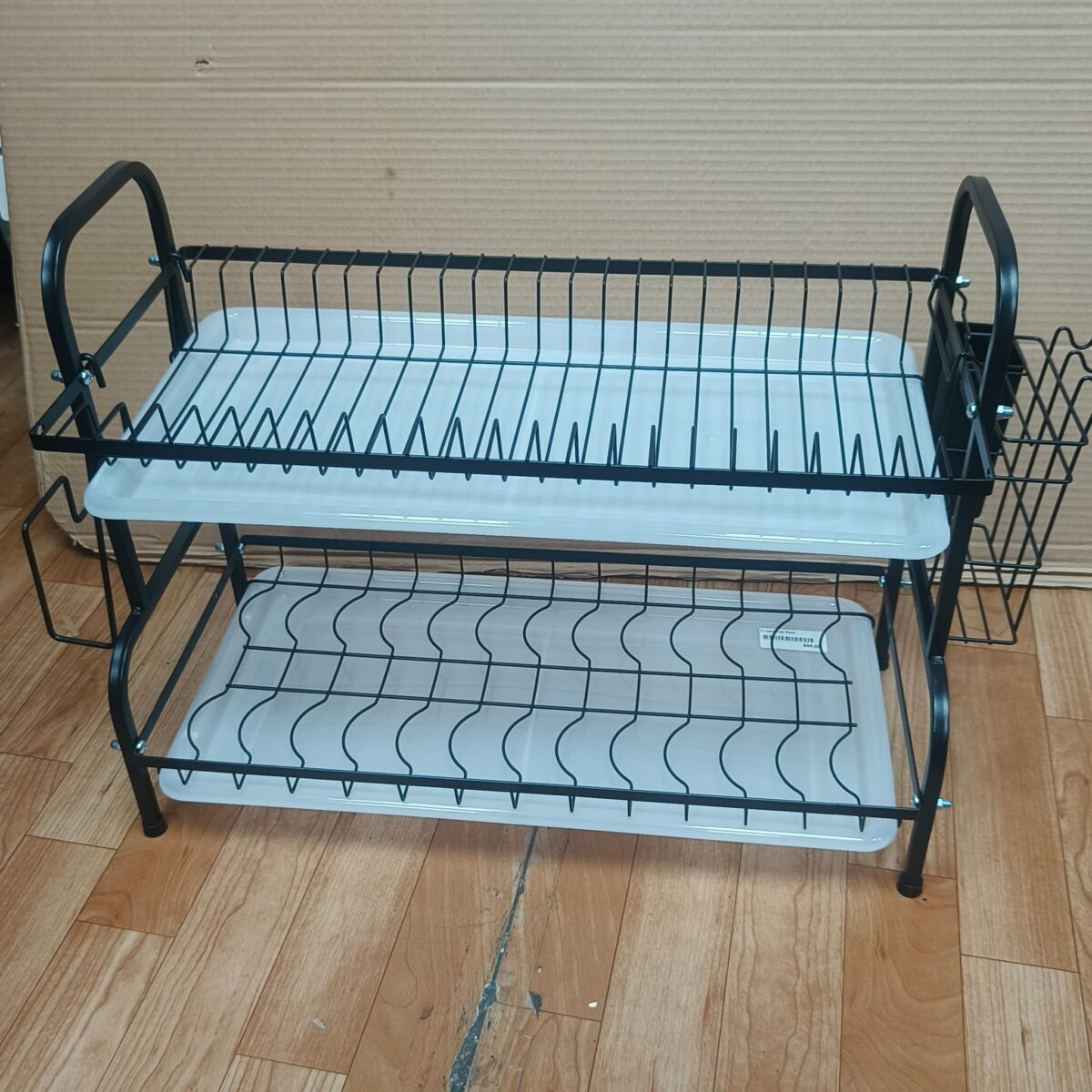 Large two-tier dish rack matt black steel - Image 3