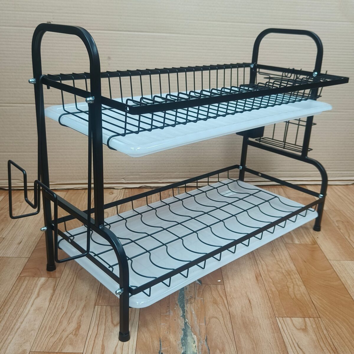 Large two-tier dish rack matt black steel - Image 4